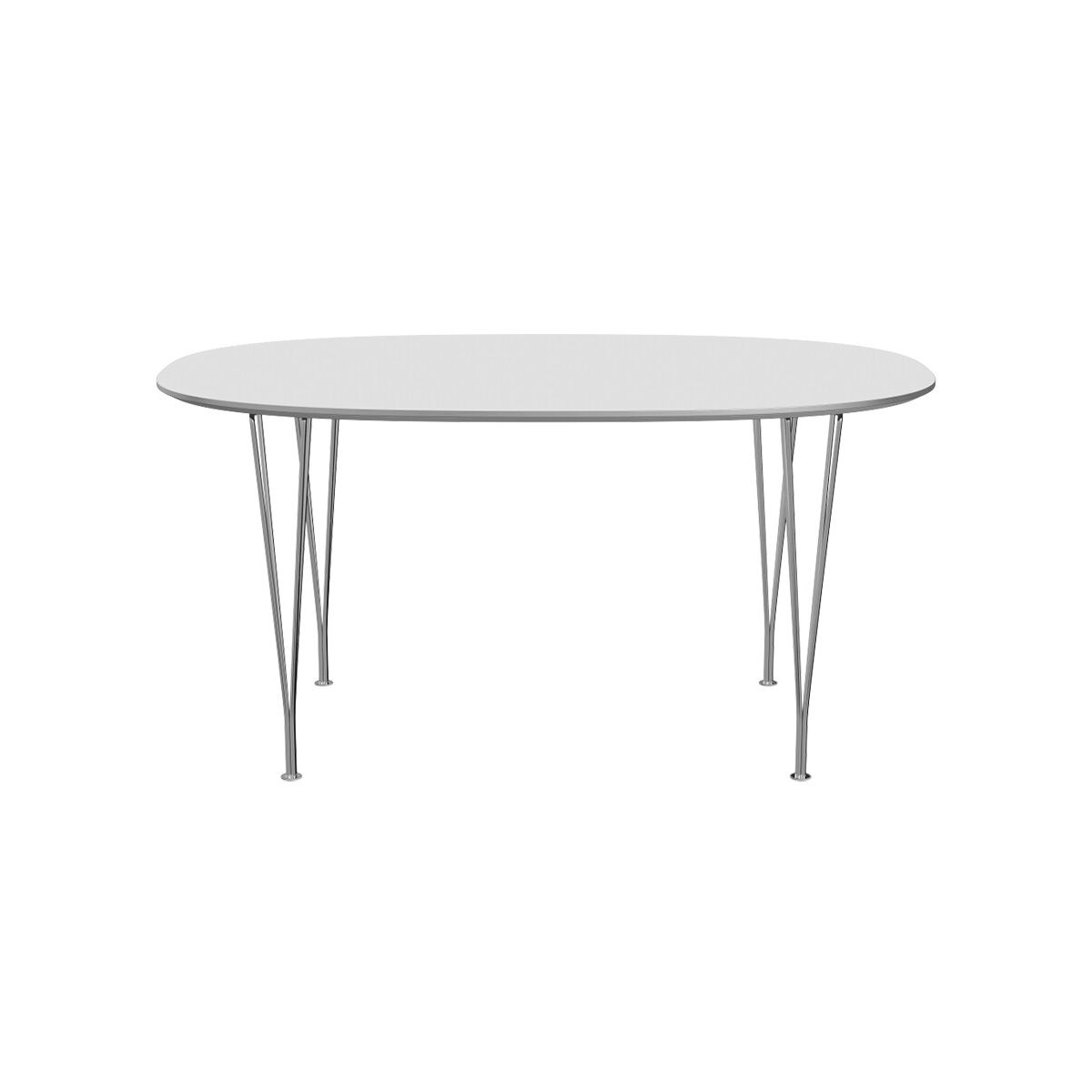 Piet Hein B612 Spisebord, 150 x 100 cm fra Fritz Hansen (Hvid laminat m. alukant)