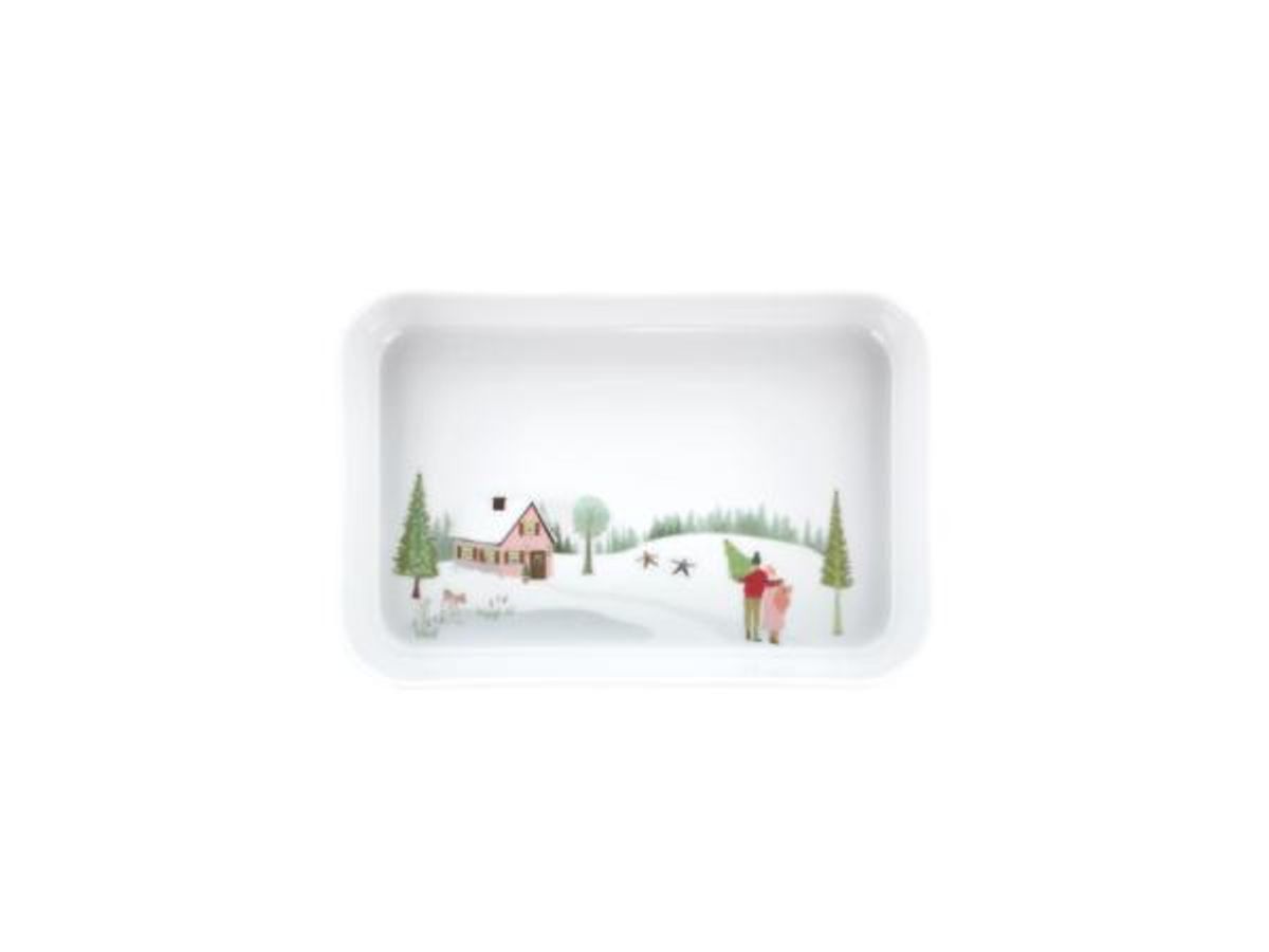 Pillivuyt - Vinter Fad rektangulært 18 x 12 cm Hvid