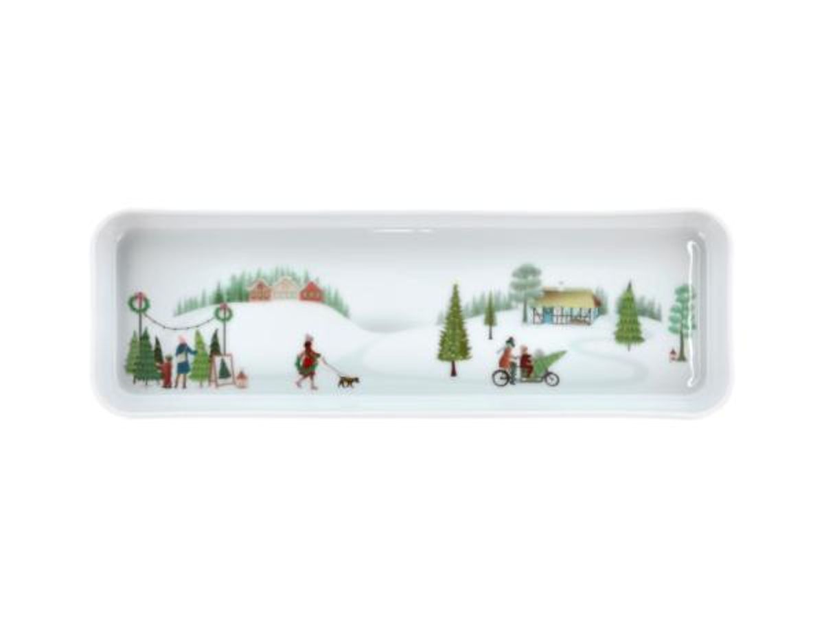 Pillivuyt - Vinter Fad rektangulært 36 x 12 cm Hvid