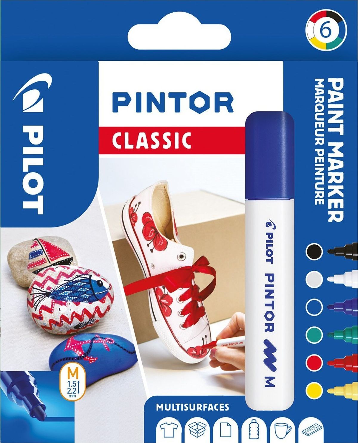 Pilot - Pintor Marker æske Med 6 Klassiske Farver (medium Spids)