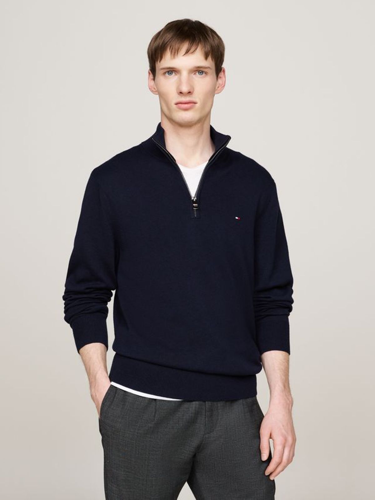 PIMA ORG CTN CASHMERE ZIP MOCK