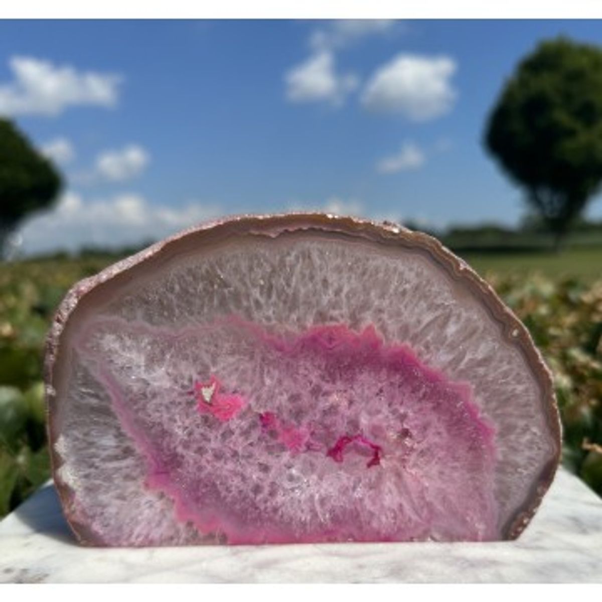 Pink agat cut base - Agat - GodKarmaShop