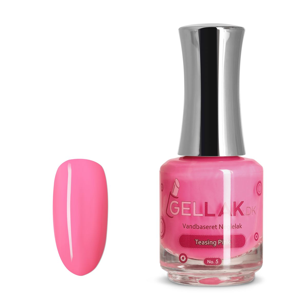 Pink Vandbaseret Neglelak | "Teasing Pink" No. 5 | 15 ml | Gellak.dk