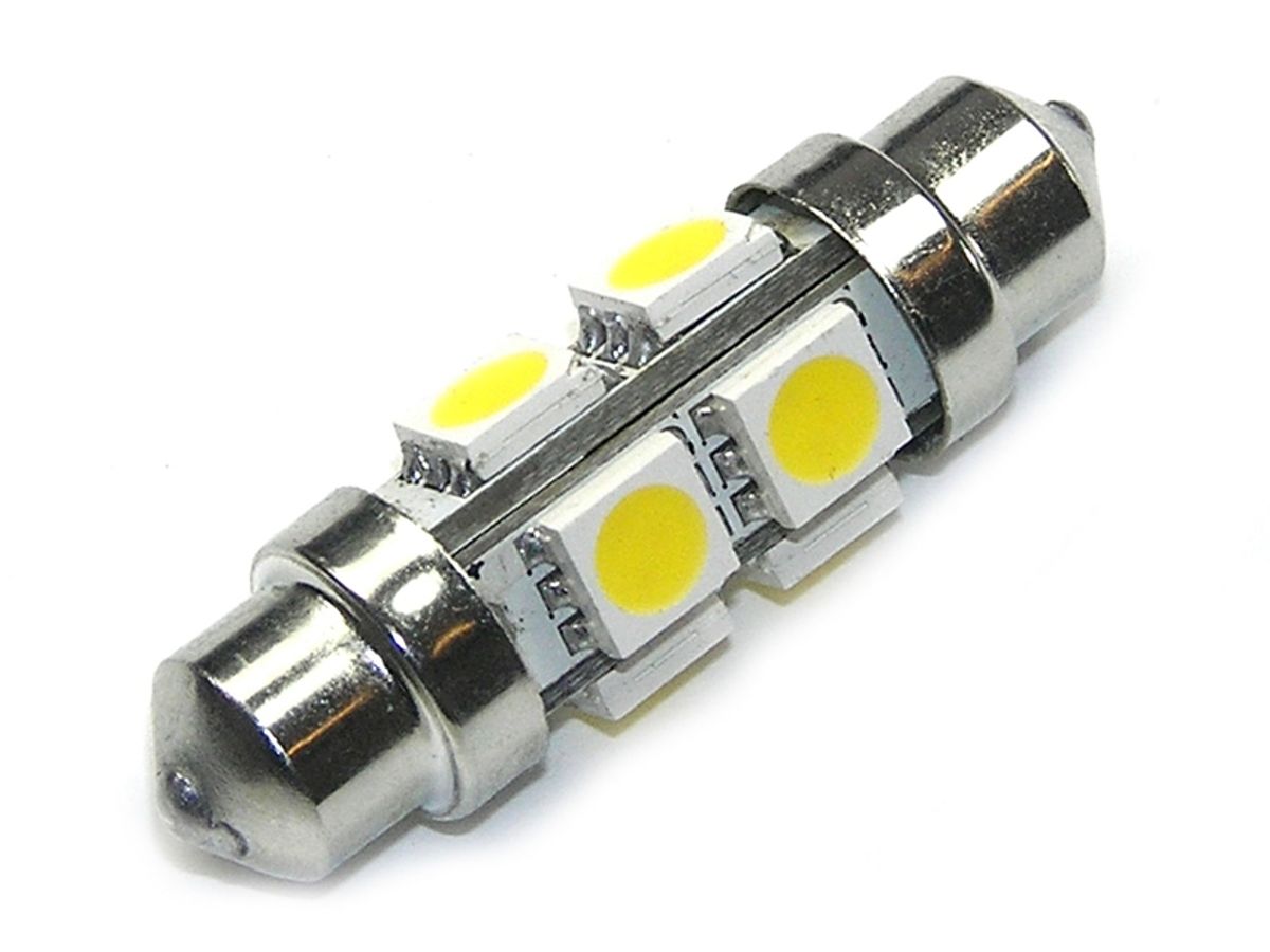 Pinolpære 12~18Vdc 38mm 8 x SMD - Varm hvid - 1 stk.