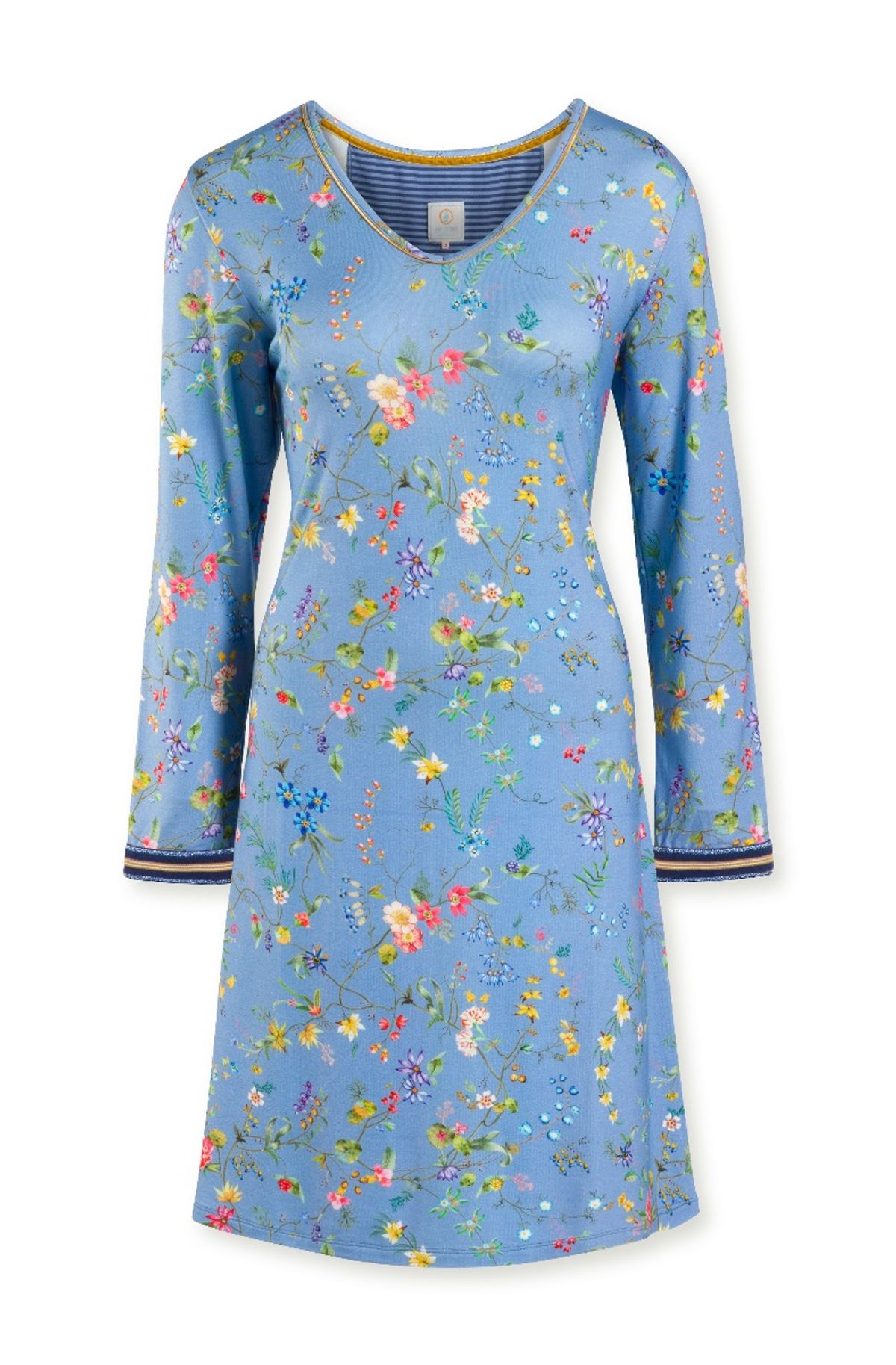 Pip Studio Night Dress Long Sleeve Petites Fleurs Big Light Blue-Medium