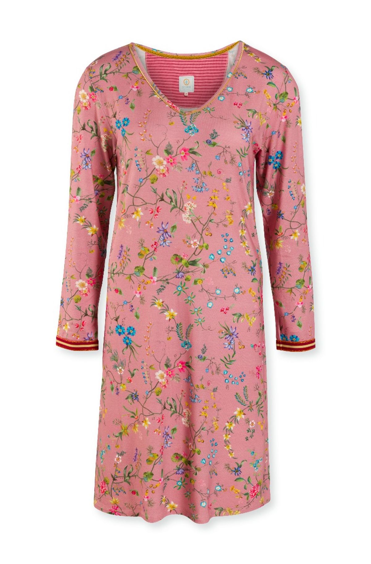 Pip Studio Night Dress Long Sleeve Petites Fleurs Big Pink-Large