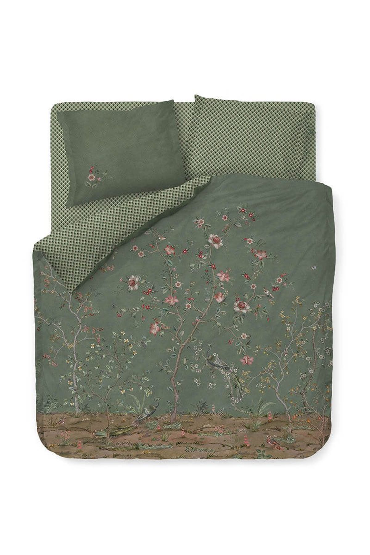 Pip Studio Okinawa Green-200 x 220 cm & 2 stk. pude 60 x 63 cm