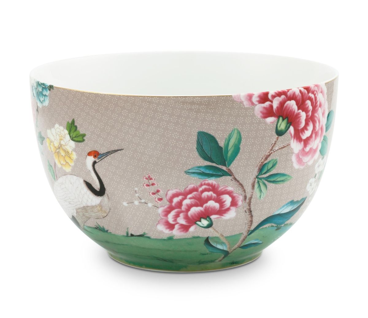 Pip Studio porcelæn Blushing Birds stor skål khaki Ø 23 cm