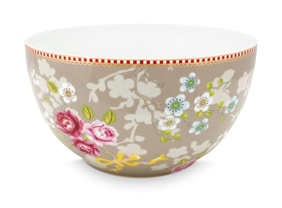 Pip Studio porcelæn Early Bird stor rose khaki skål - Ø 18cm