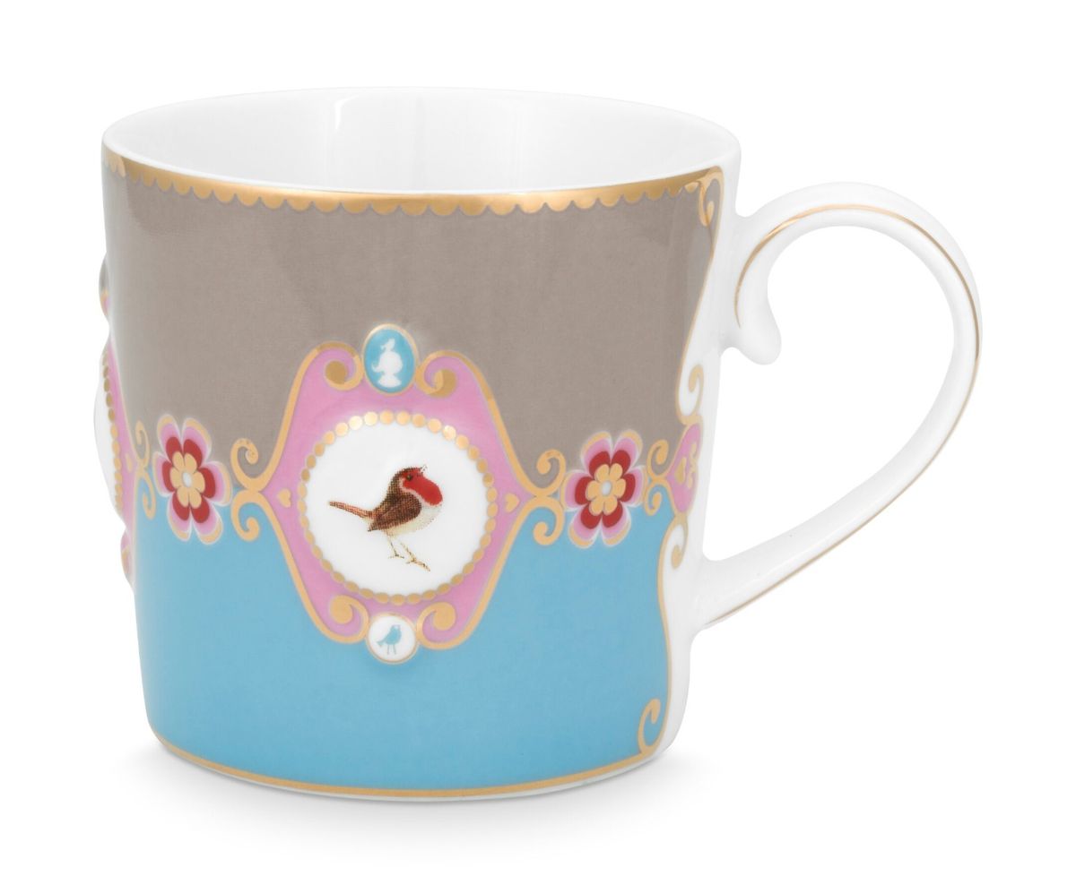 Pip Studio porcelæn Love Birds lille krus blå/khaki - 150 ml