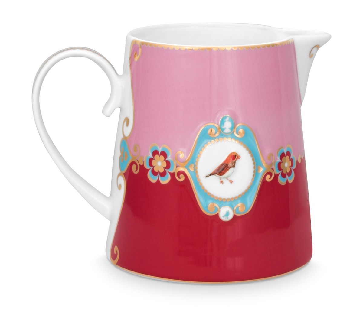 Pip Studio porcelæn Love Birds Medallion stor kande rød/pink - 900 mL