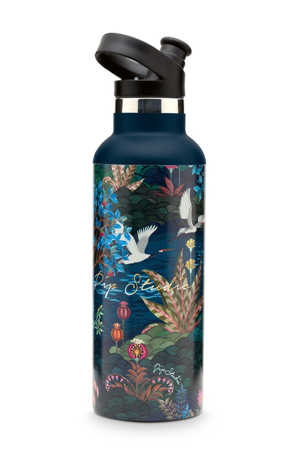 Pip studio vandflaske garden dark blue 600ml