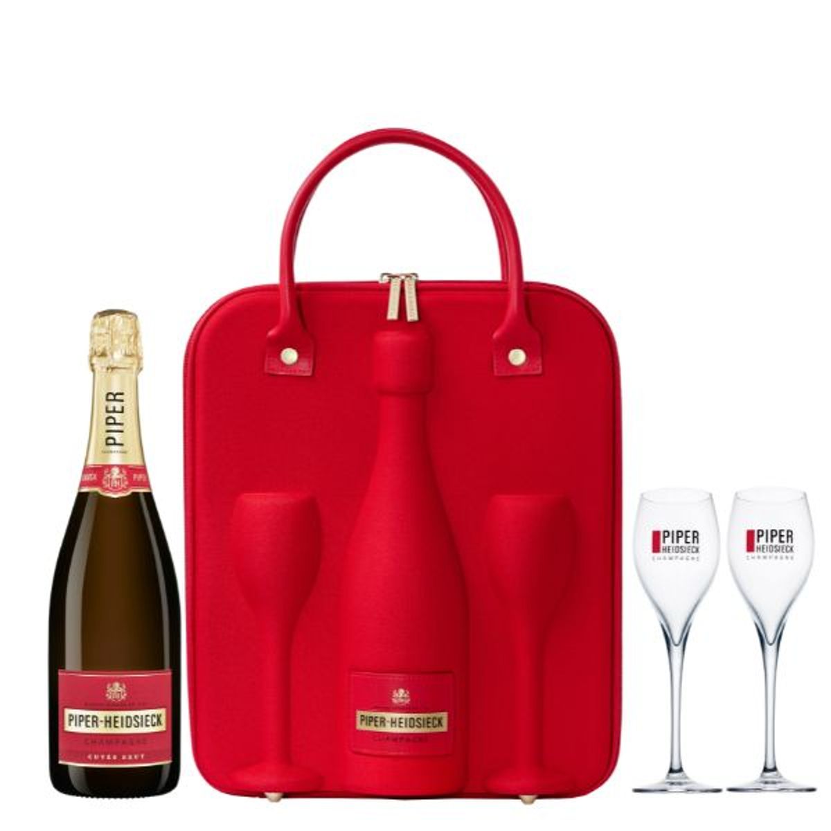 Piper-heidsieck Champagne Brut 0,75 Ltr Rejsetaske M. 2 Glas