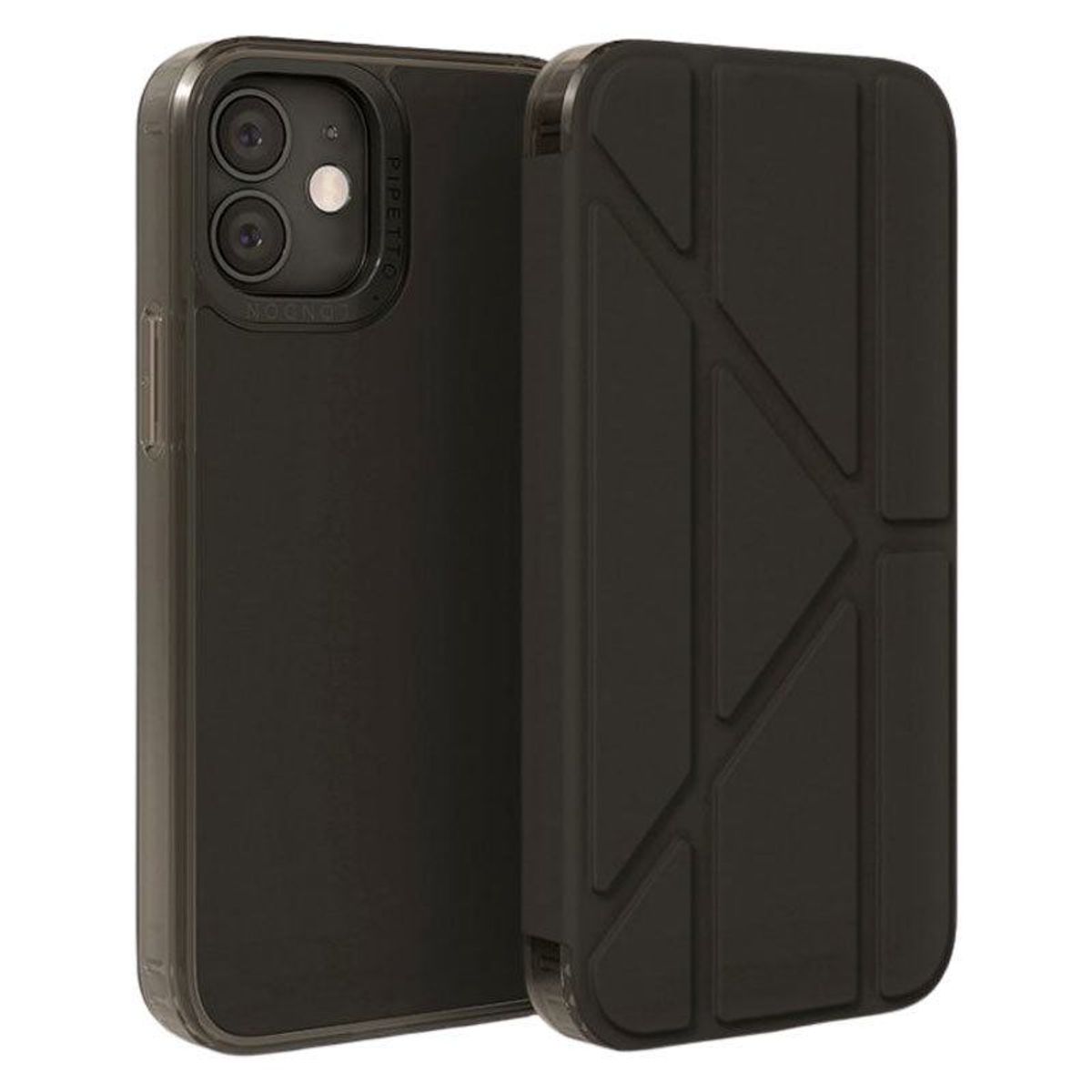 Pipetto Origami iPhone 12 Mini Foldbart TPU Cover, Sort