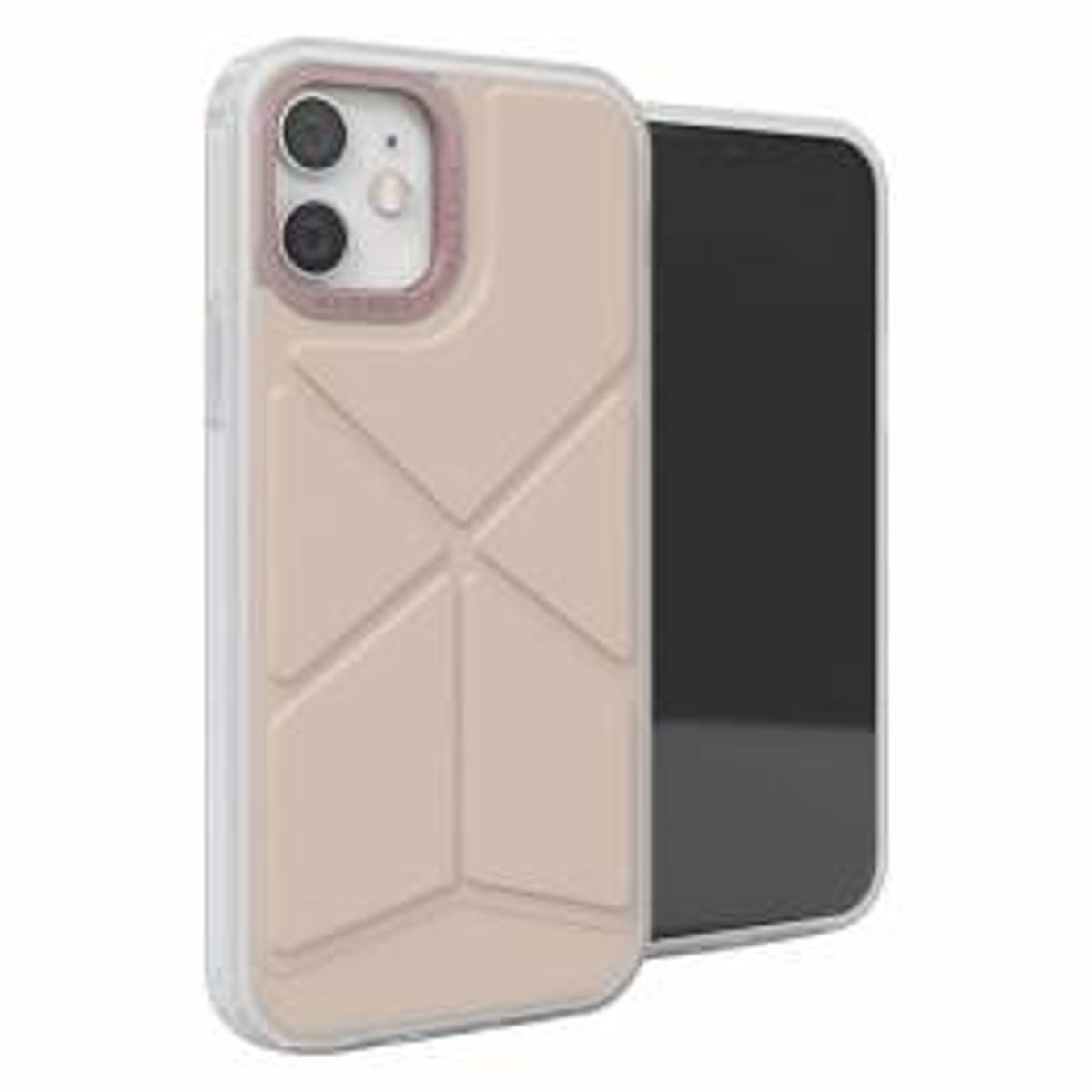 Pipetto Origami Snap iPhone 12/12 Pro Foldbart TPU Cover, Dusty Pink