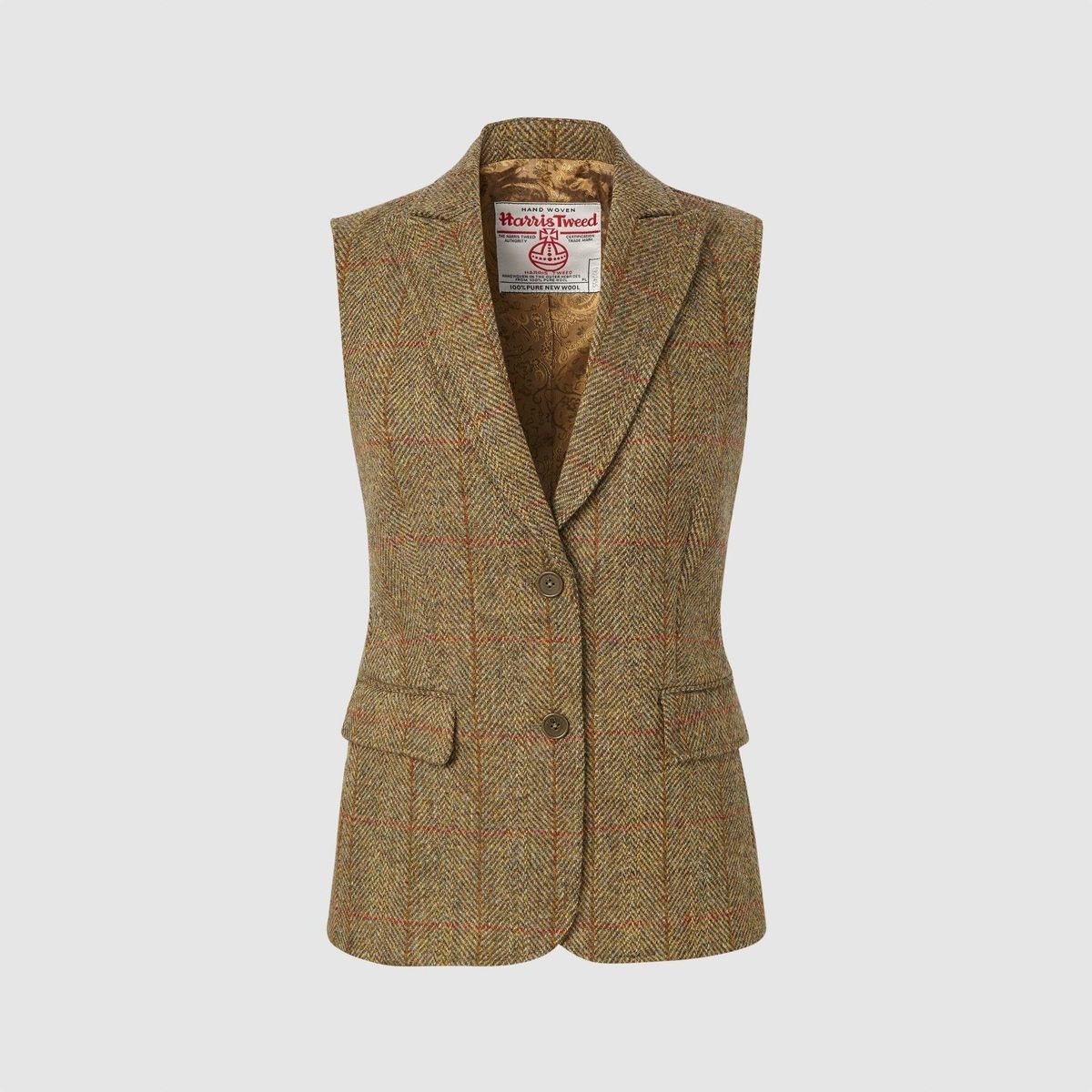 Pippa Waistcoat Harris Tweed, mustard herringbone - 10 (S)