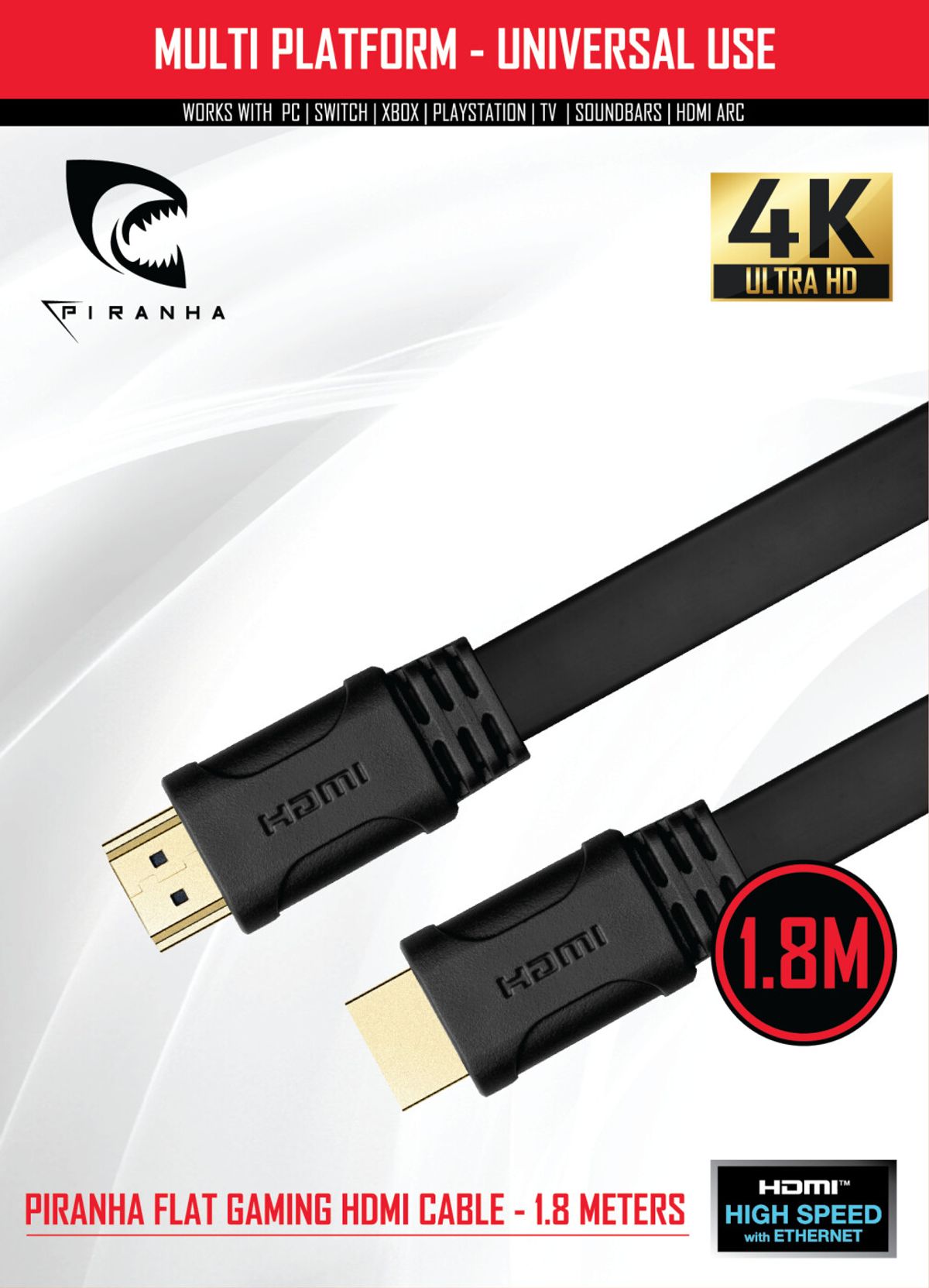 Piranha Hdmi 2.0 Kabel - 4k Uhd Hdr 60 Hz - 1,8 M - Sort