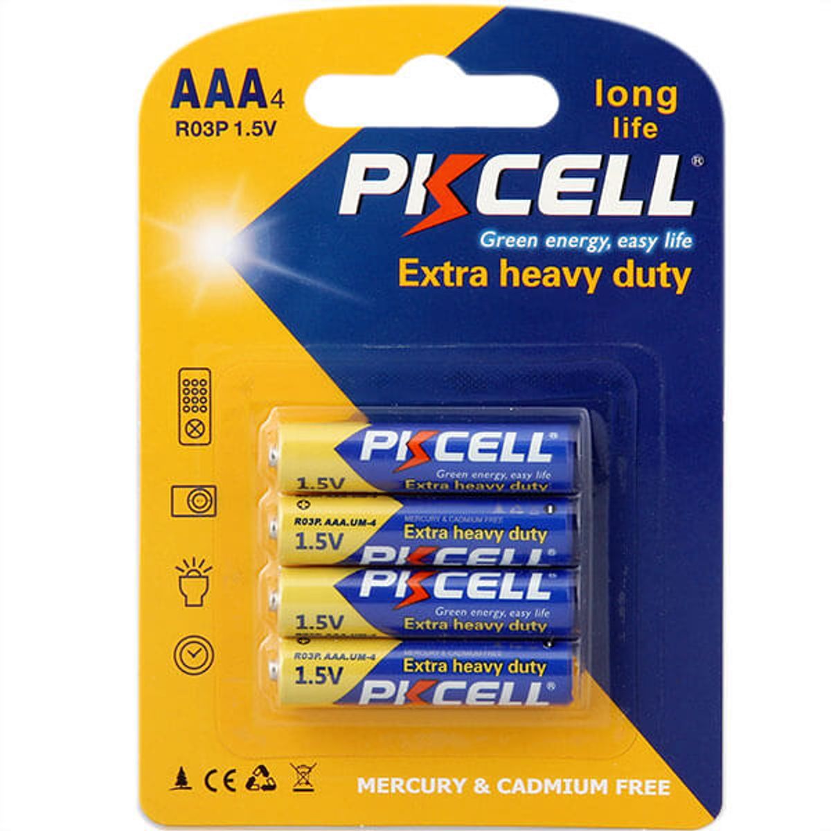 PK Cell Heavy Duty AAA Batterier, 4 stk