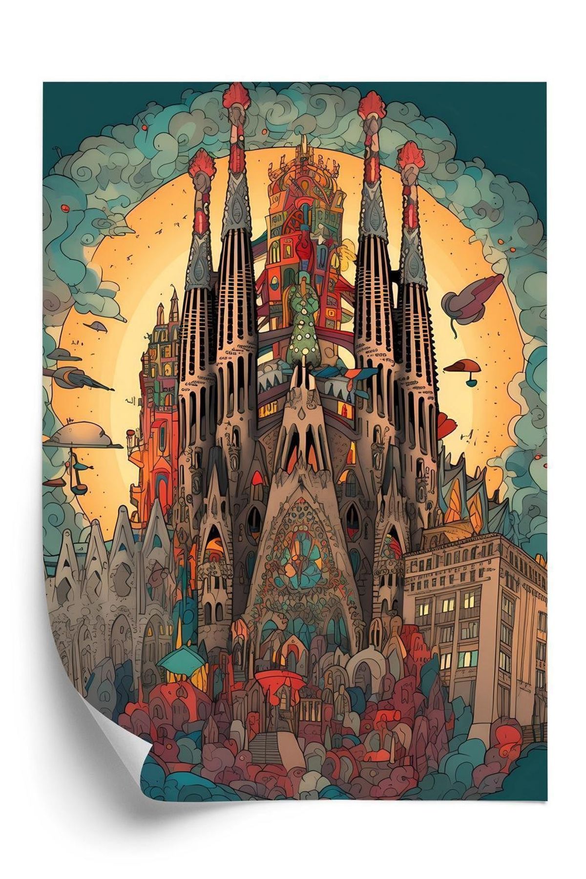 Plakat - Abstrakt koncept af sagrada familia kirken