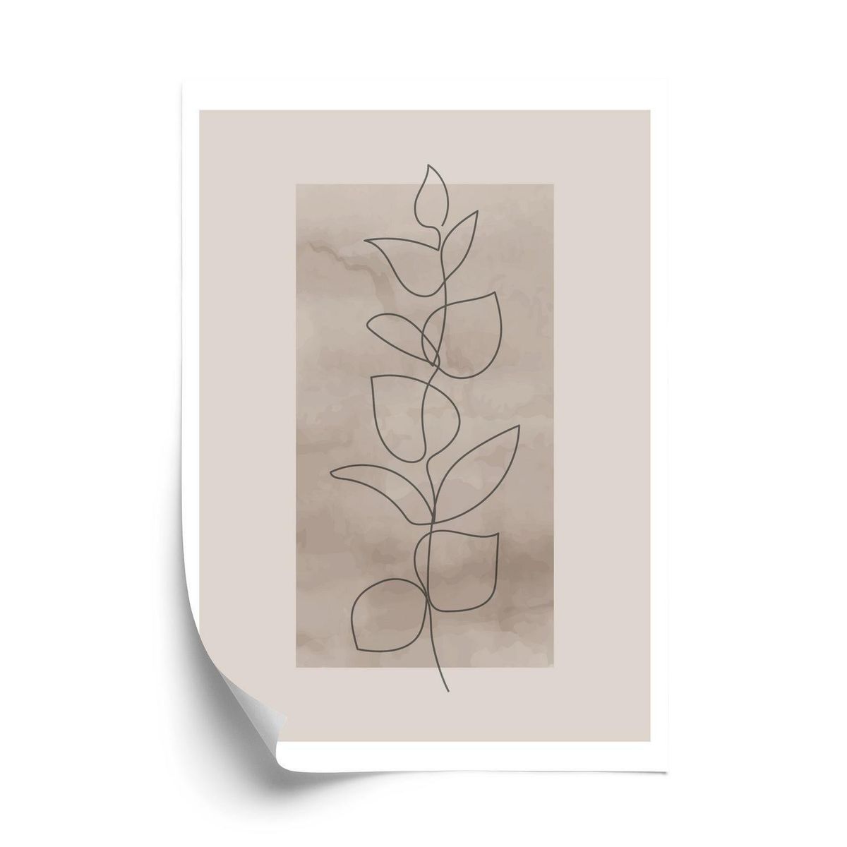 Plakat - Abstrakt minimalistisk plante på en beige baggrund