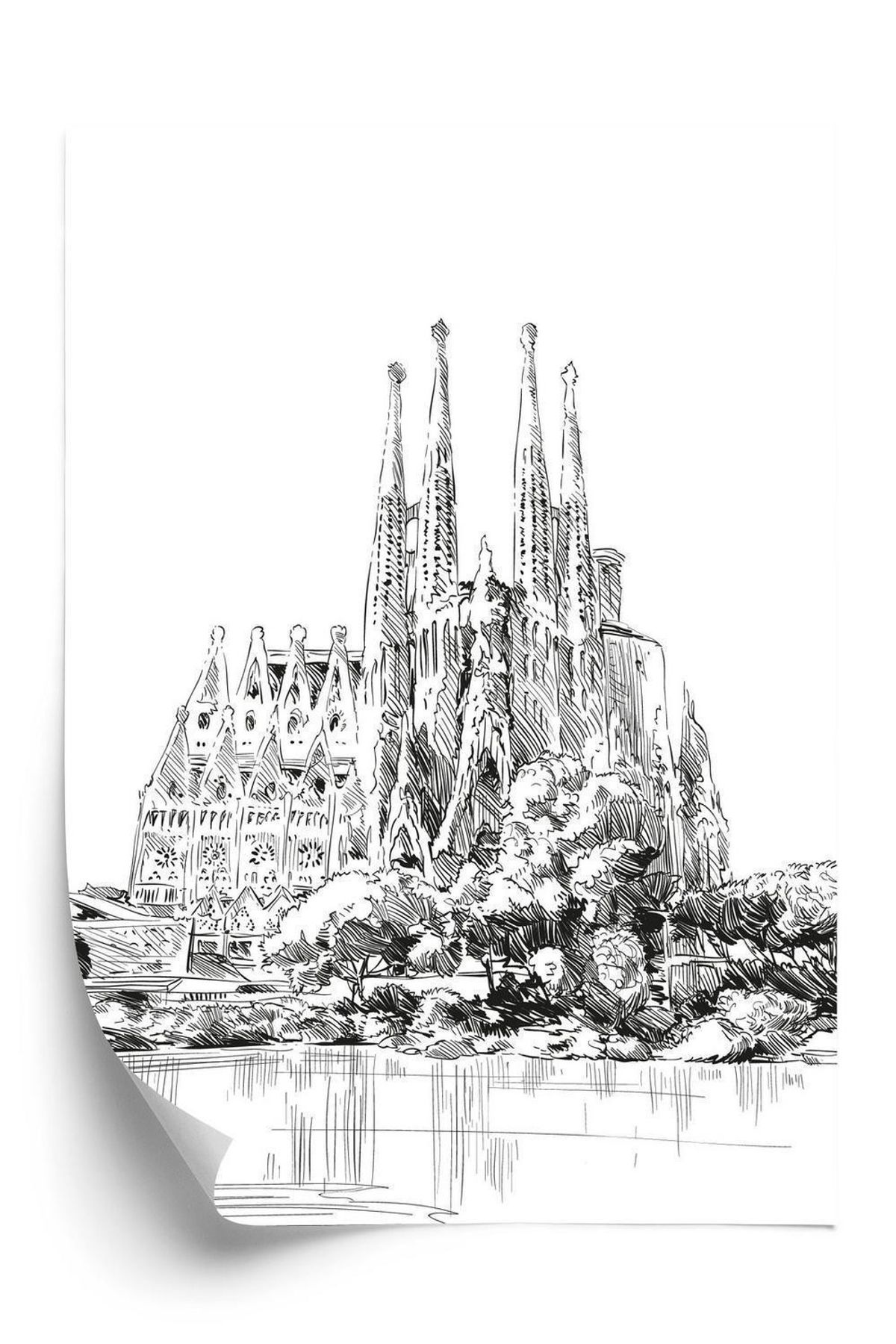 Plakat - Basilica sagrada familia skitse