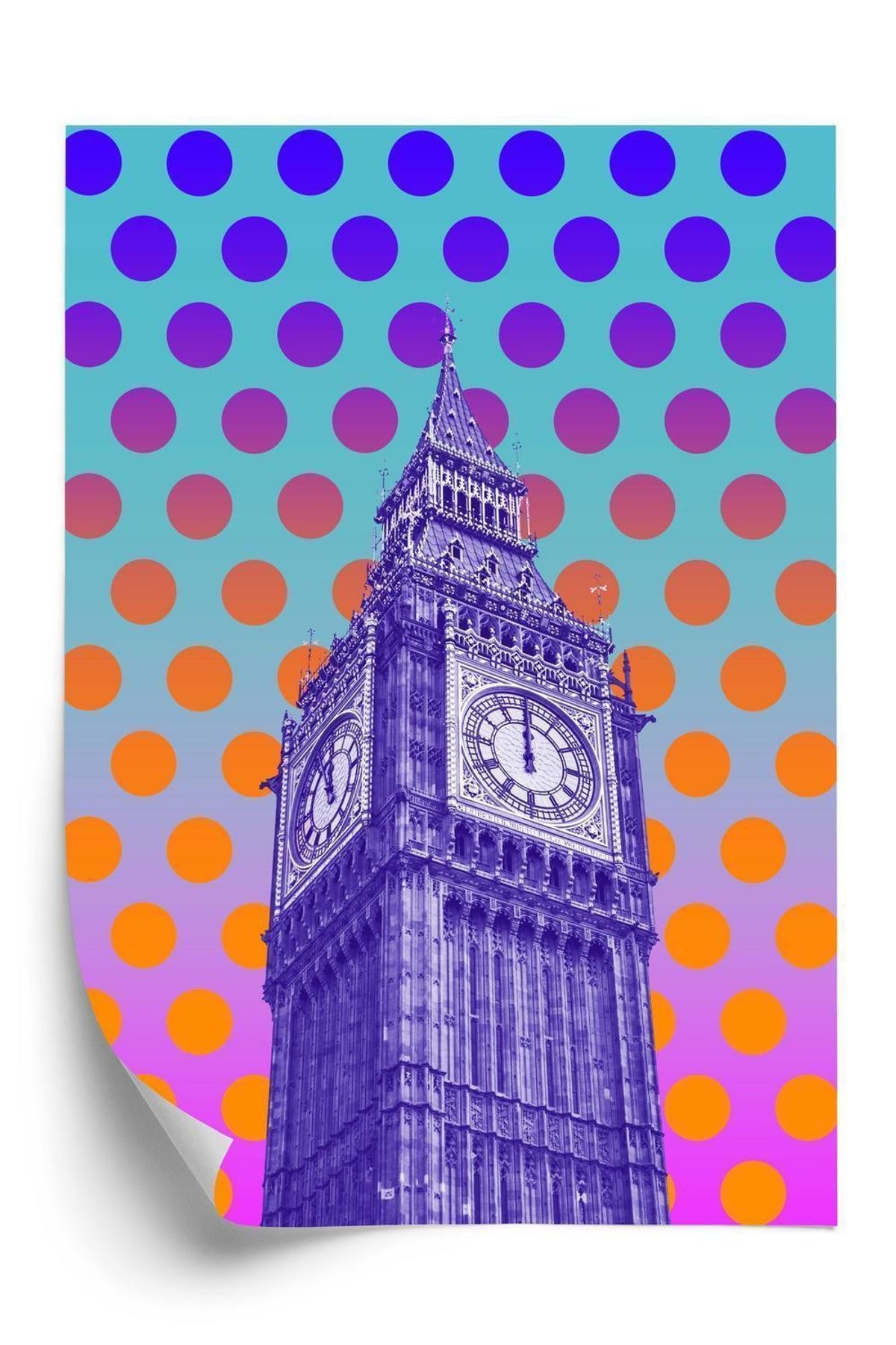 Plakat - Big ben i pop art stil på en farverig baggrund