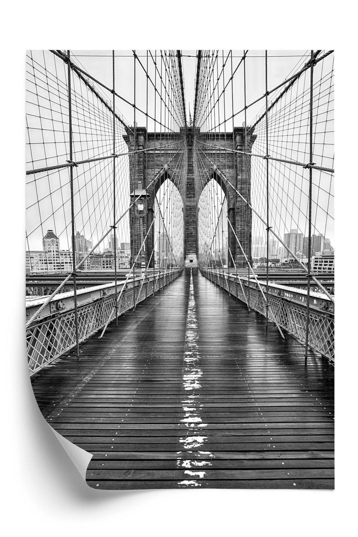 Plakat - Brooklyn bridge i sort og hvid