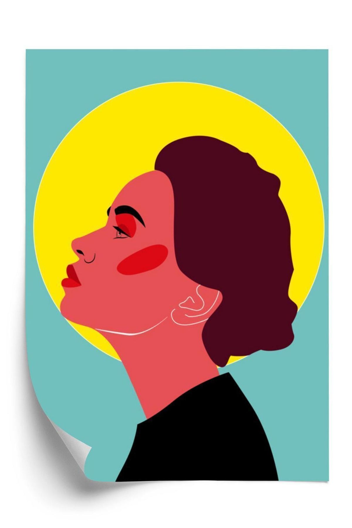 Plakat eftertænksom kvinde - Pop art retrostil