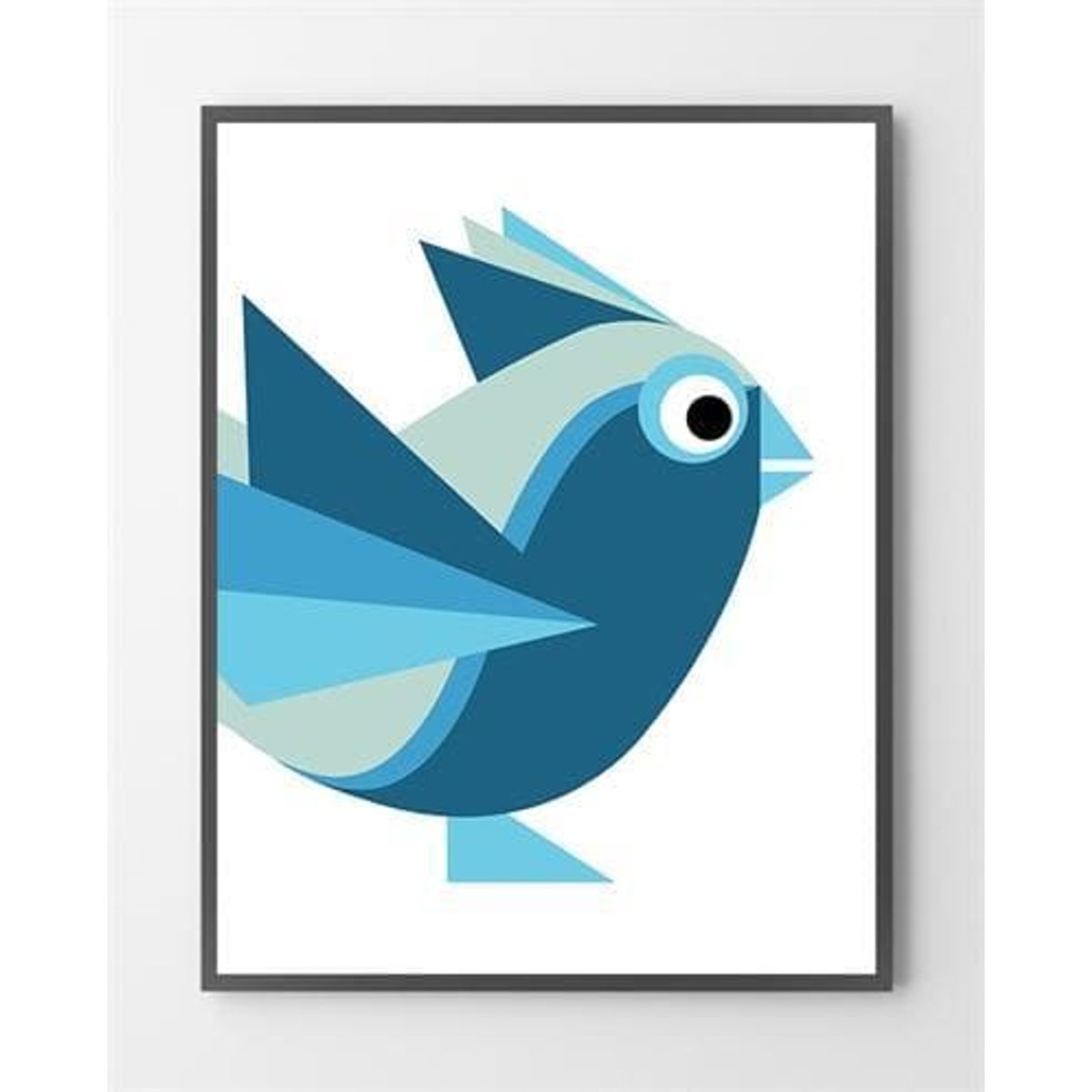 Plakat - Grafiske illustrationer - Mørkeblå Birdy - 30x40 cm.