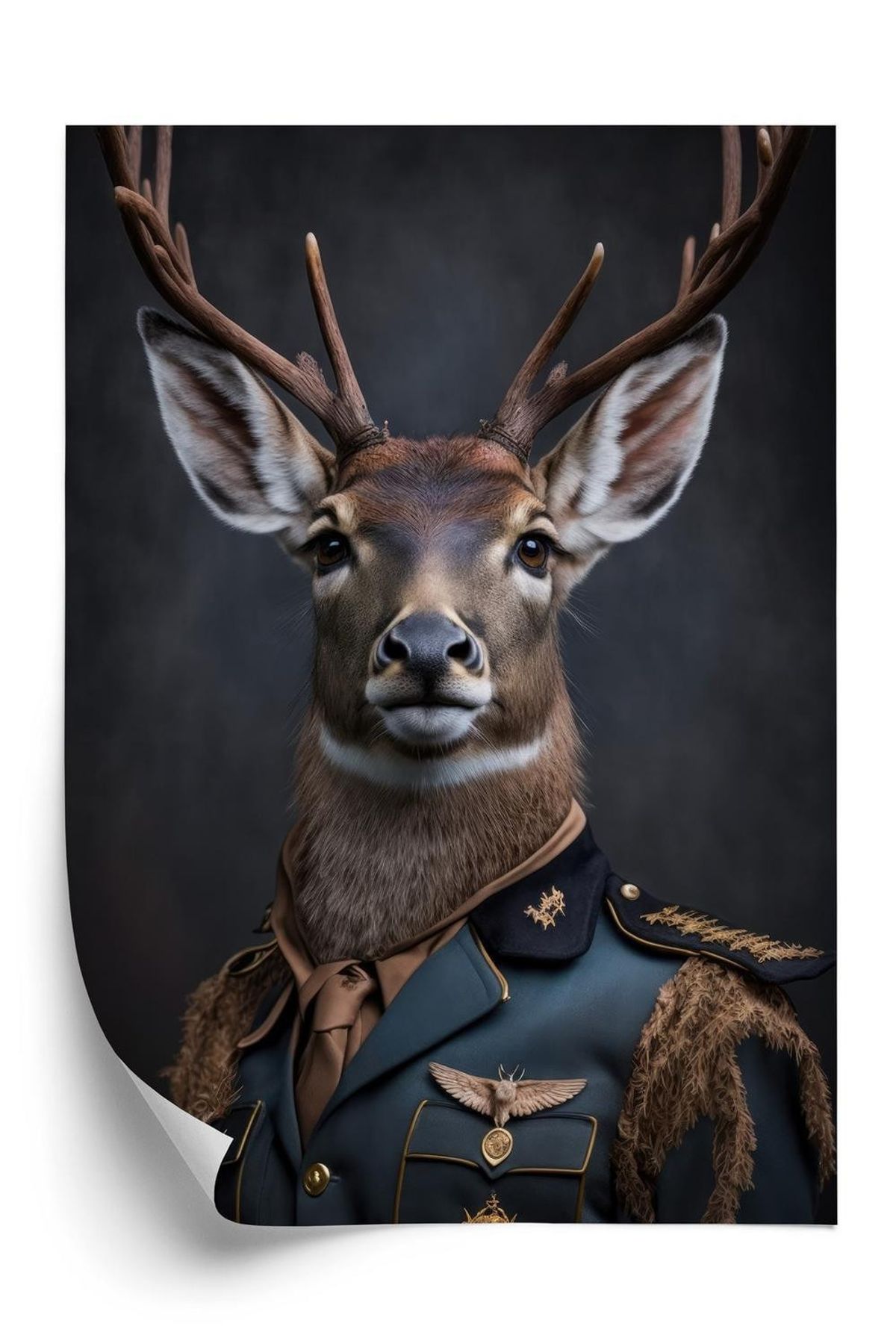 Plakat - Hjorte i militæruniform