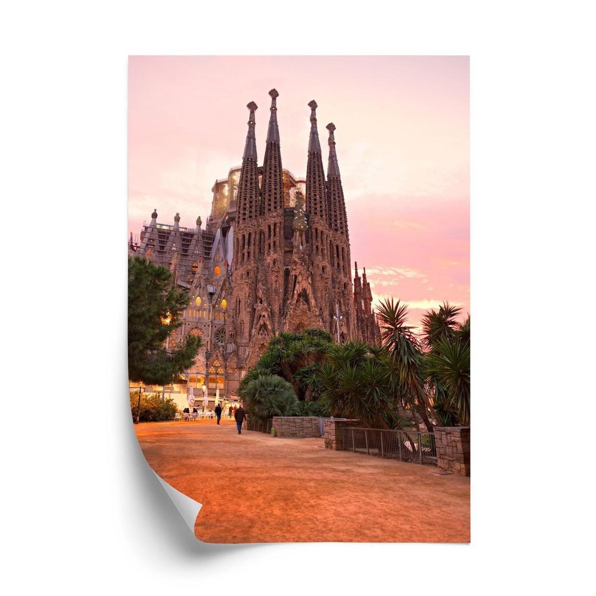 Plakat - La sagrada familia under solnedgang