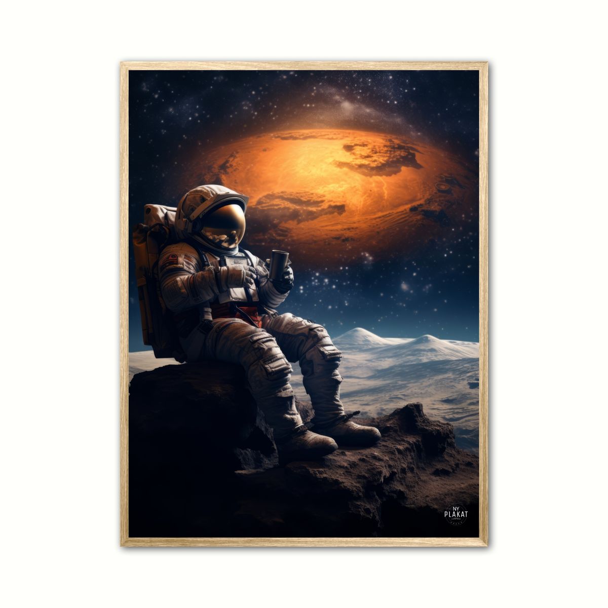 Plakat med Astronaut med kaffe Nr. 2 50 x 70 cm (B2)