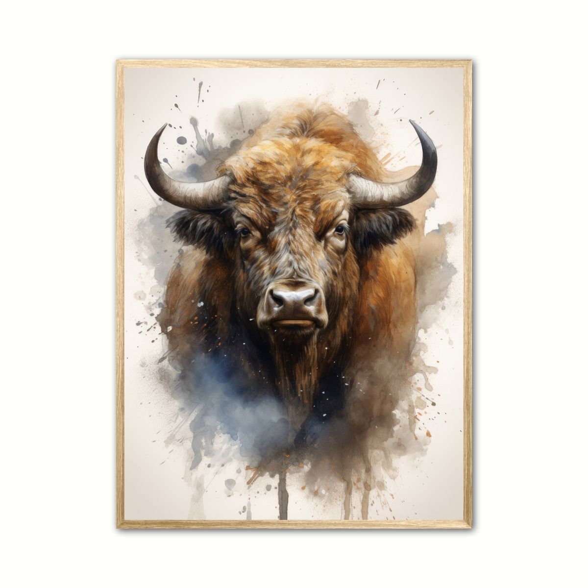 Plakat med Bison Plakat 1 - Vandfarve Effekt 21 x 29,7 cm (A4)