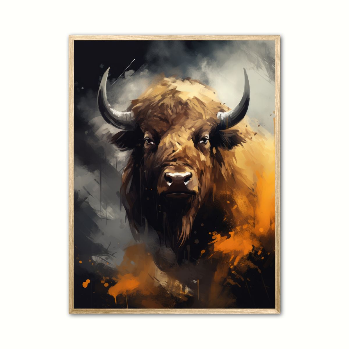 Plakat med Bison Plakat 3 - Vandfarve Effekt 21 x 29,7 cm (A4)