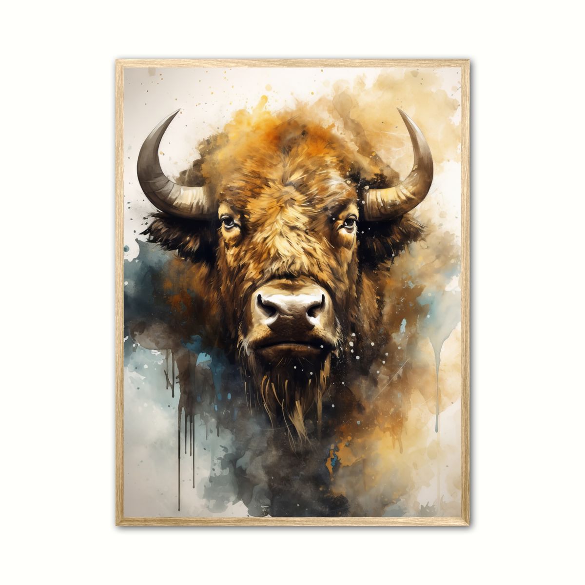 Plakat med Bison Plakat 4 - Vandfarve Effekt 21 x 29,7 cm (A4)