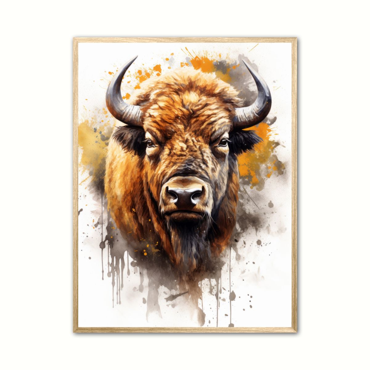 Plakat med Bison Plakat 5 - Vandfarve Effekt 30 x 40 cm