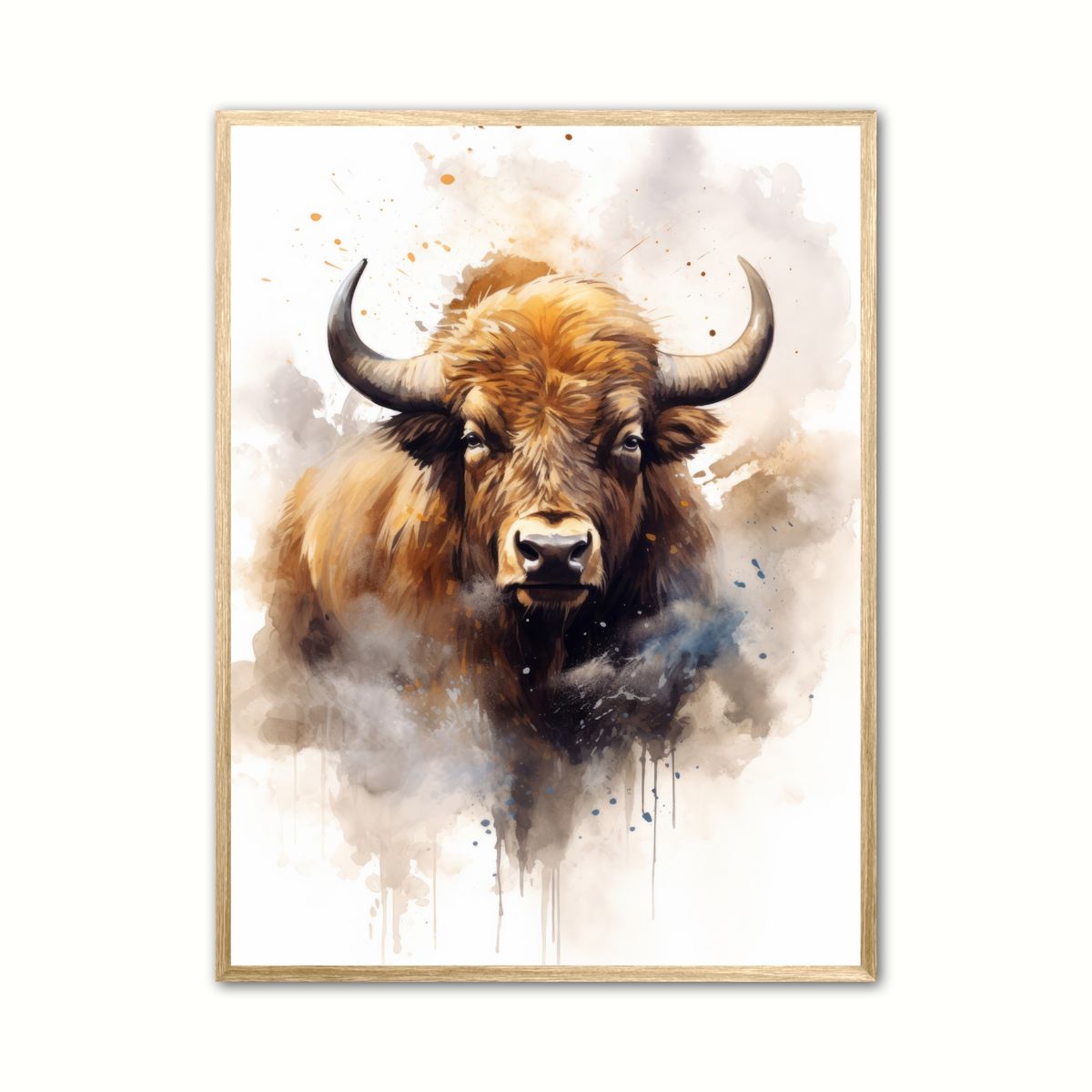 Plakat med Bison Plakat 7 - Vandfarve Effekt 50 x 70 cm (B2)