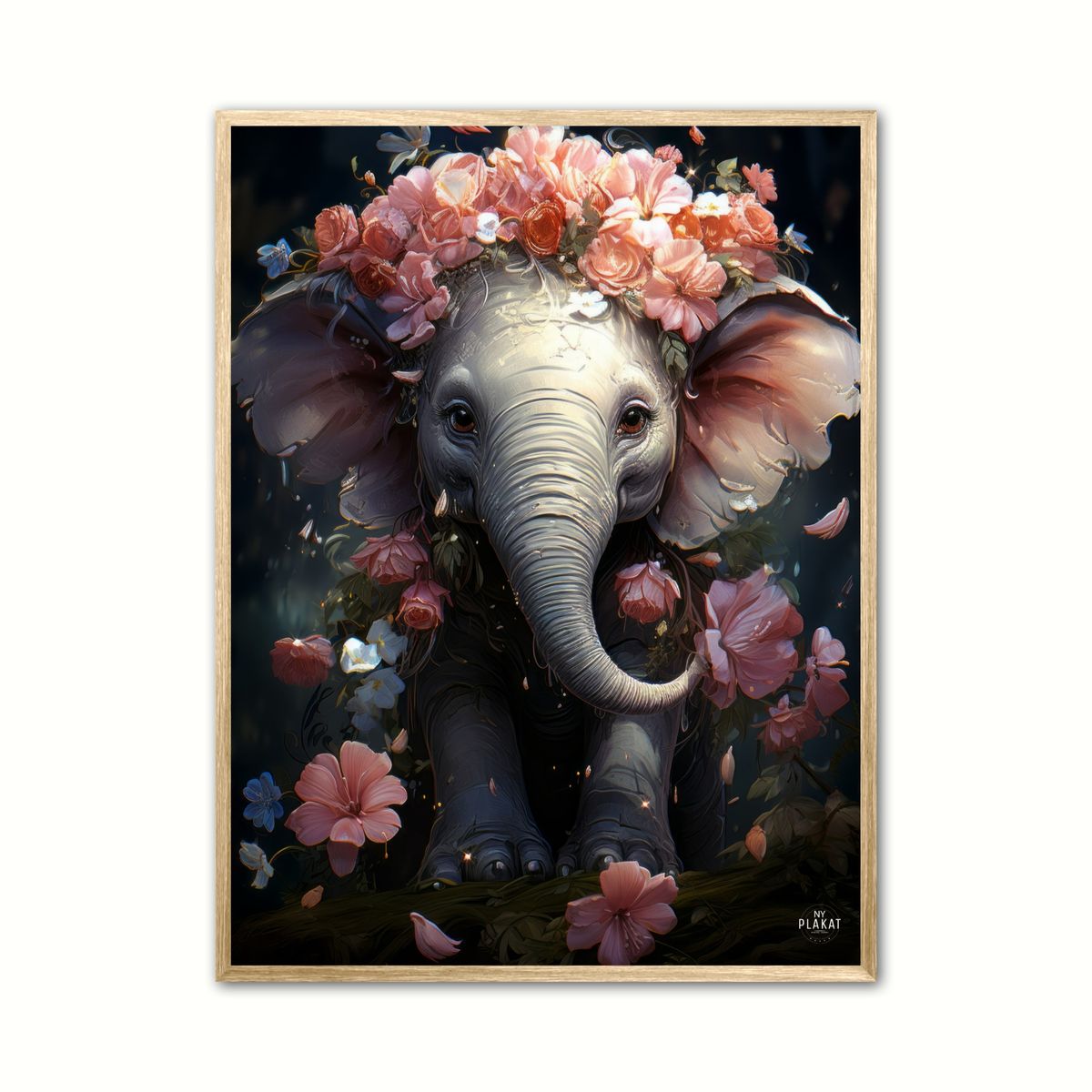 Plakat med Floral EleFantasia Plakat - Dyr 50 x 70 cm (B2)