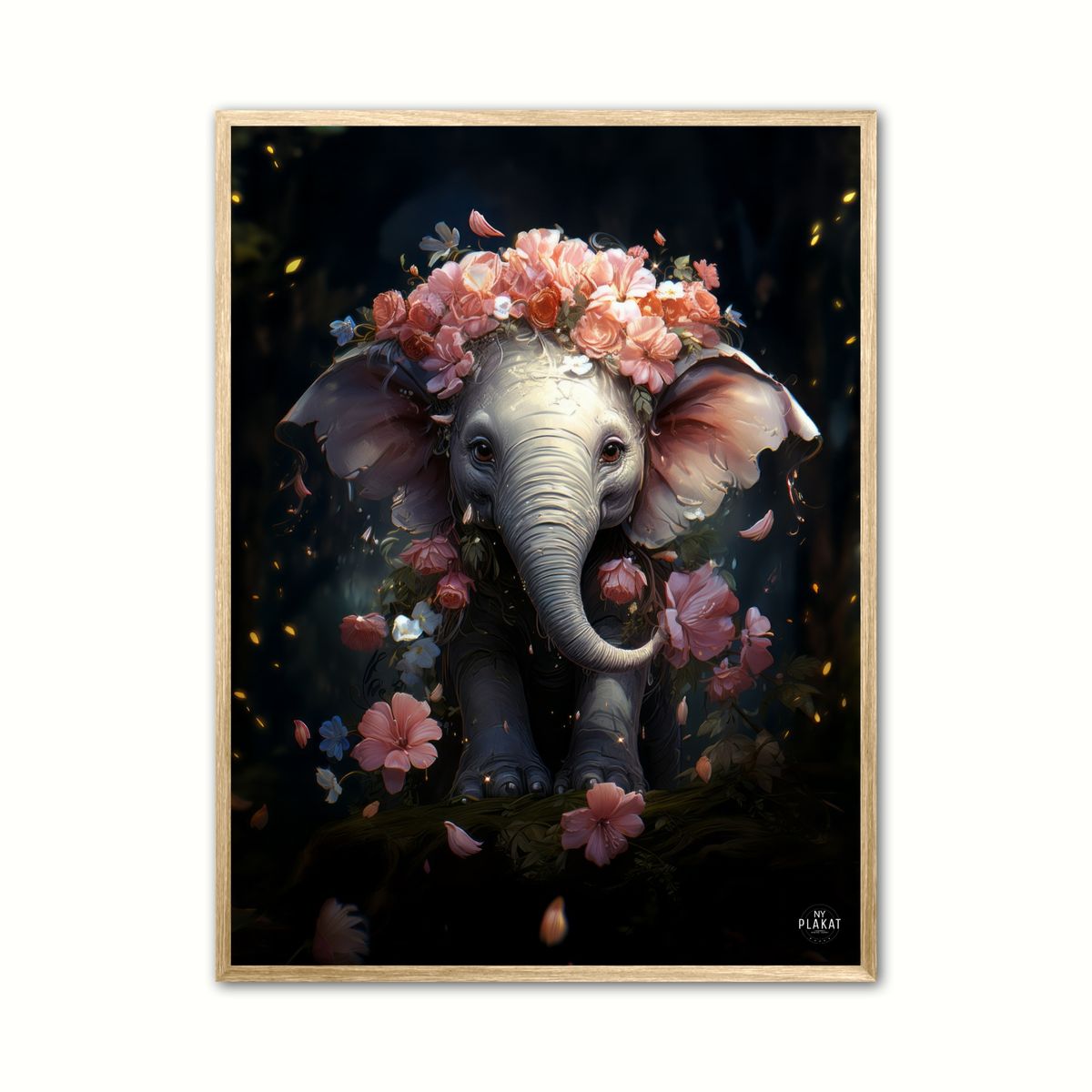 Plakat med Floral EleFantasia Plakat Zoom 2 - Dyr 30 x 40 cm