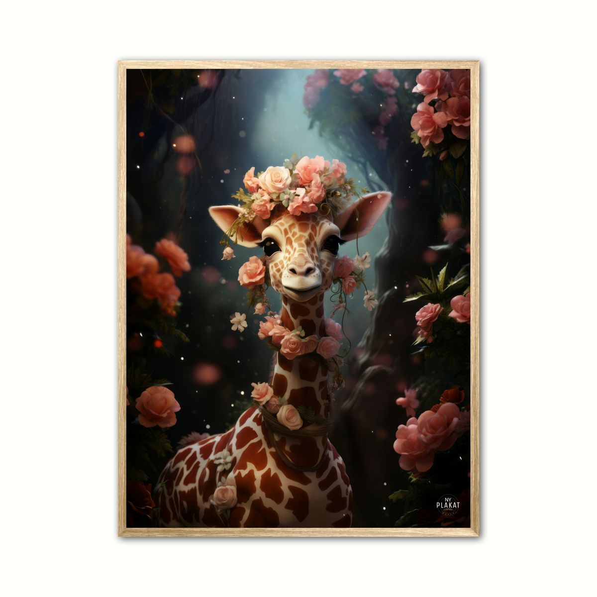 Plakat med Floral GiraFantasia Plakat Zoom 2 - Giraf Plakat 2 50 x 70 cm (B2)