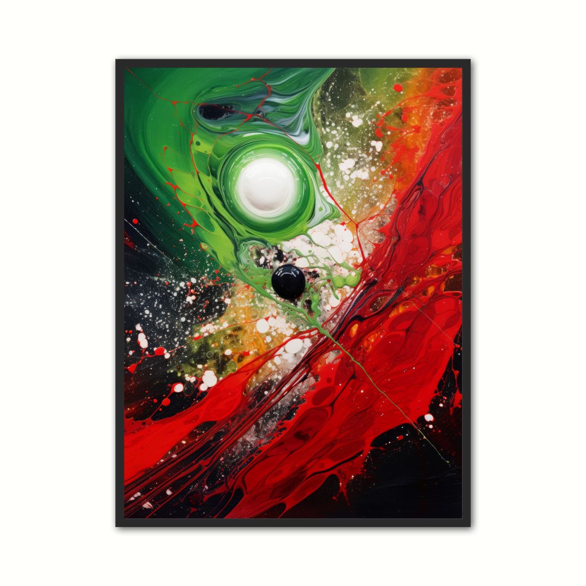 Plakat med Fluid Scarlet Serenity - Abstrakt Plakat 21 x 29,7 cm (A4)