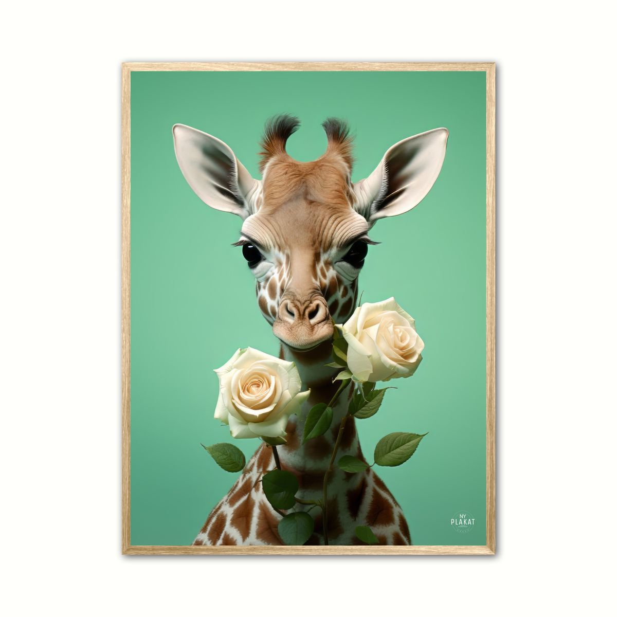 Plakat med Giraffens Blomsterdans - Giraf Plakat 18 50 x 70 cm (B2)