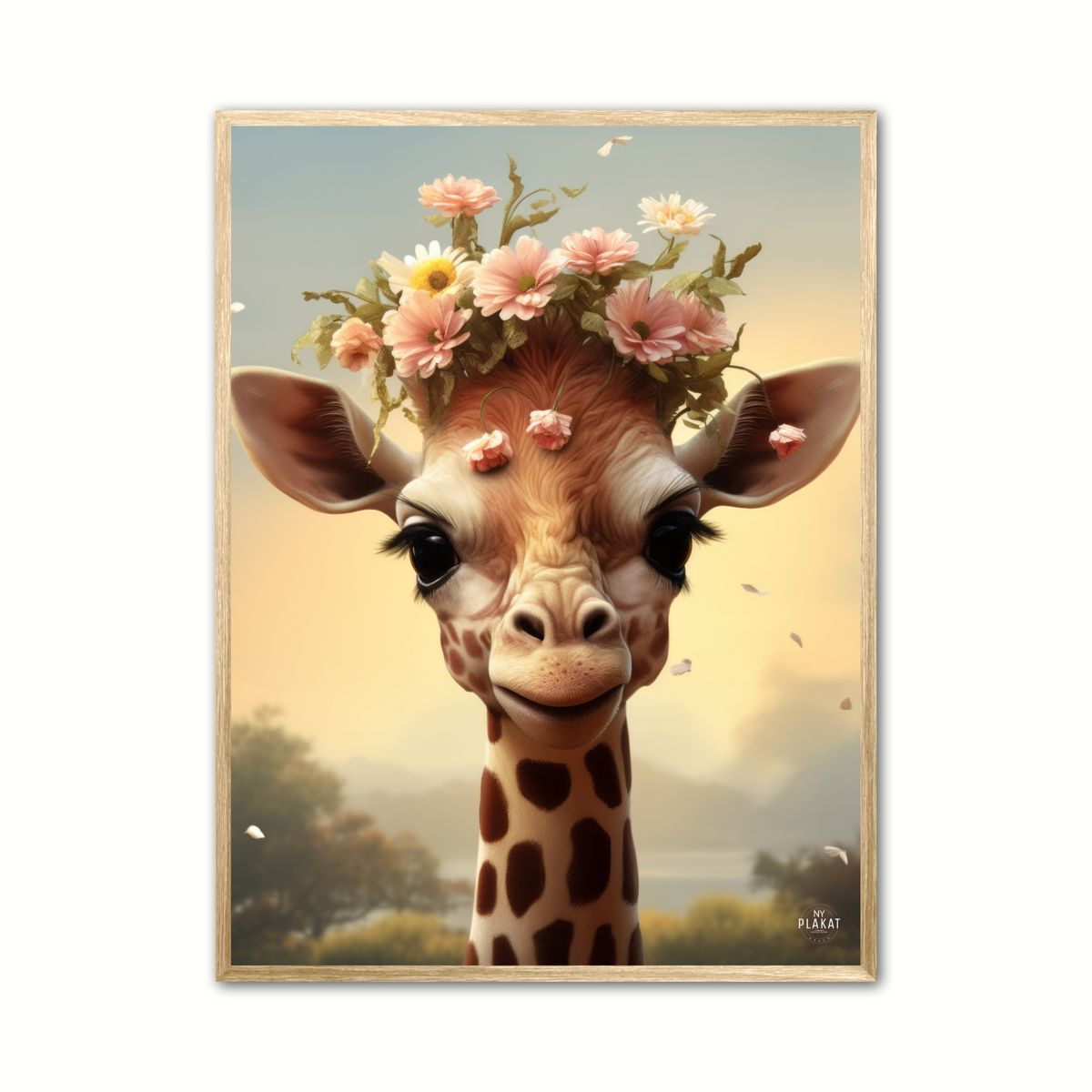 Plakat med Giraffens Blomsterdrm - Giraf Plakat 10 21 x 29,7 cm (A4)