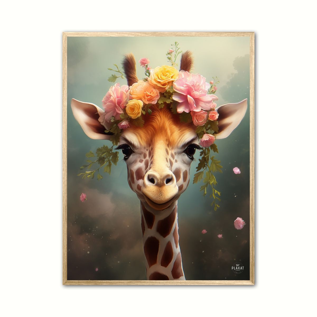 Plakat med Giraffens Eventyr i Blomsterland - Giraf Plakat 8 21 x 29,7 cm (A4)