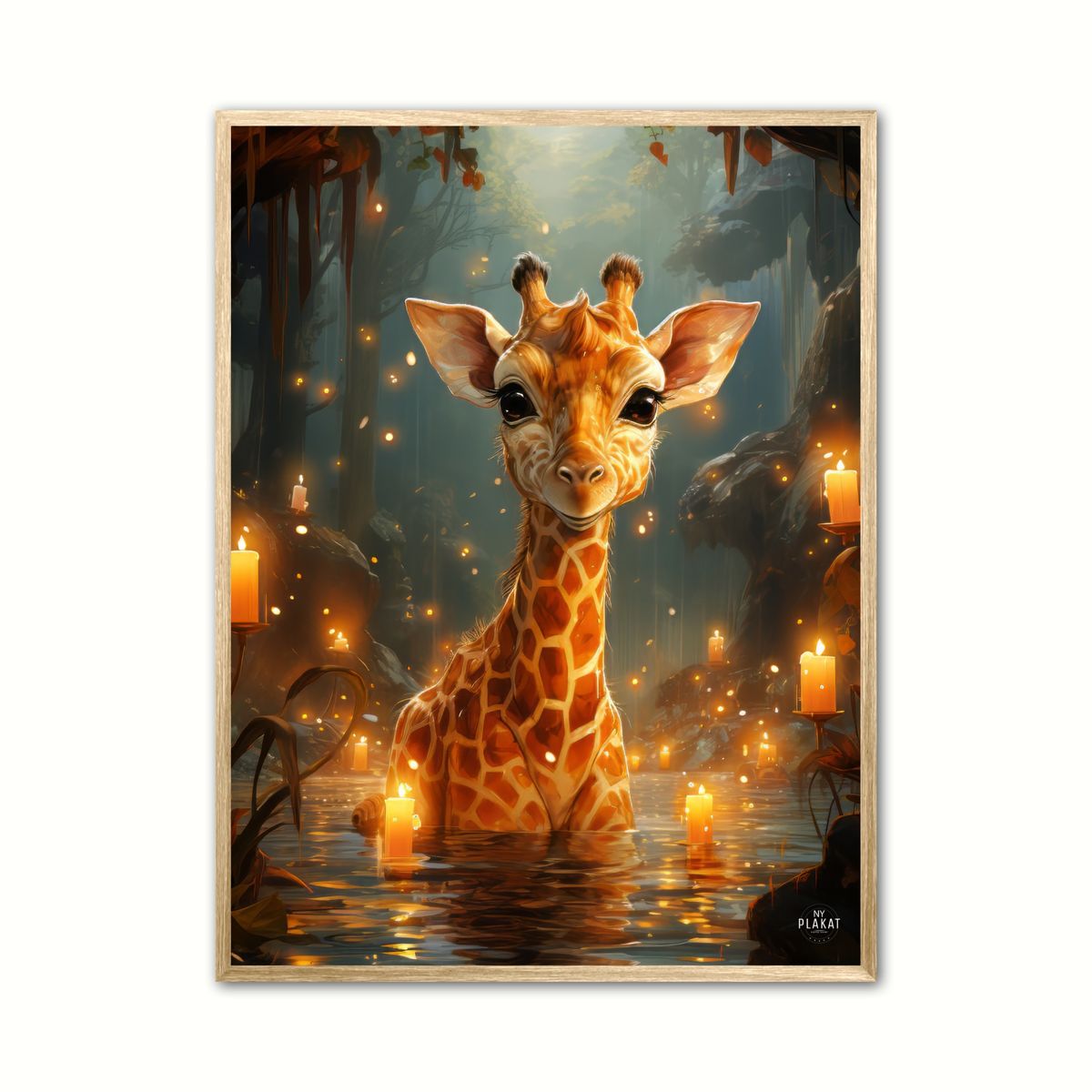 Plakat med Giraffens Magiske Verden - Giraf Plakat 20 30 x 40 cm