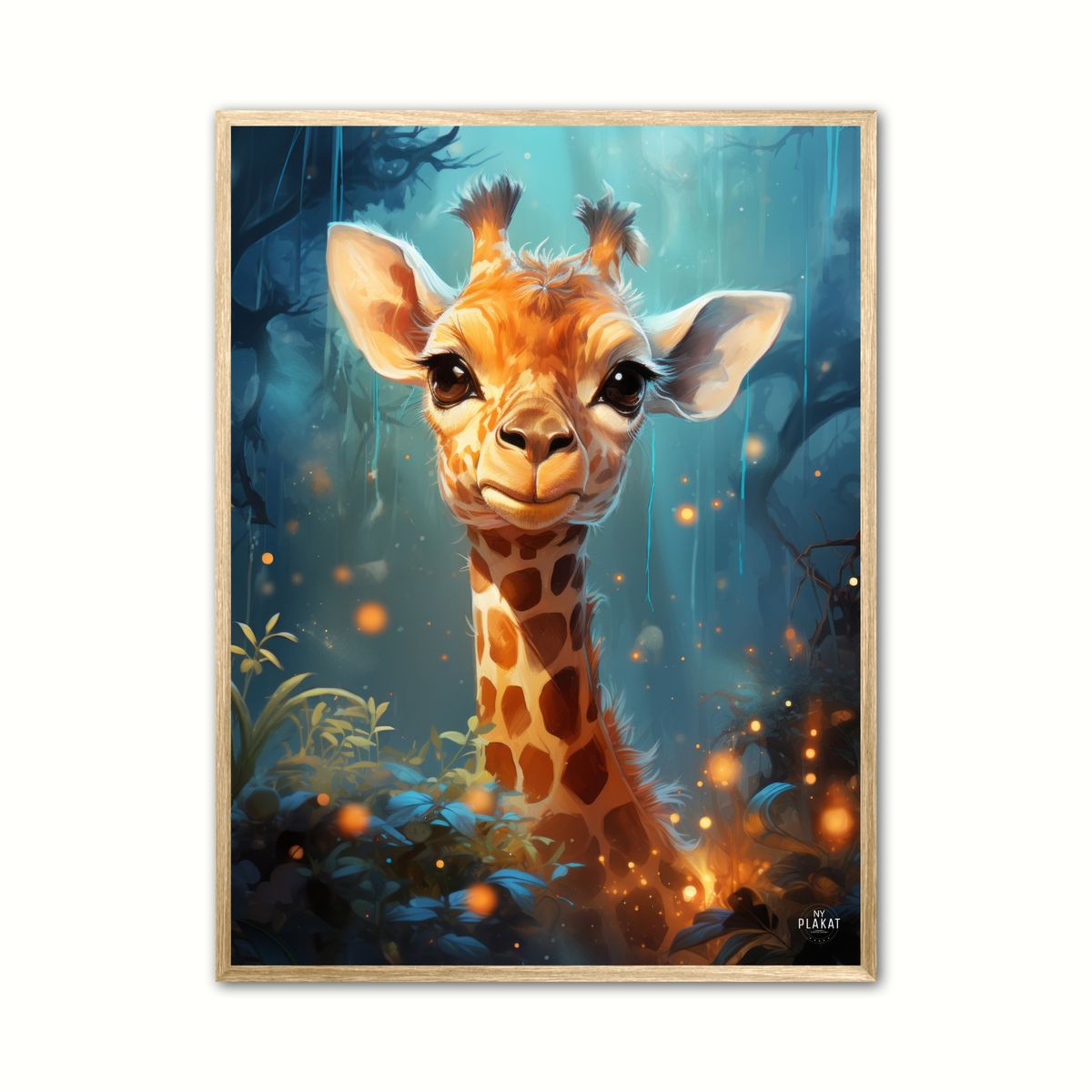 Plakat med Giraffens Skovtur i Mnelys - Giraf Plakat 5 30 x 40 cm