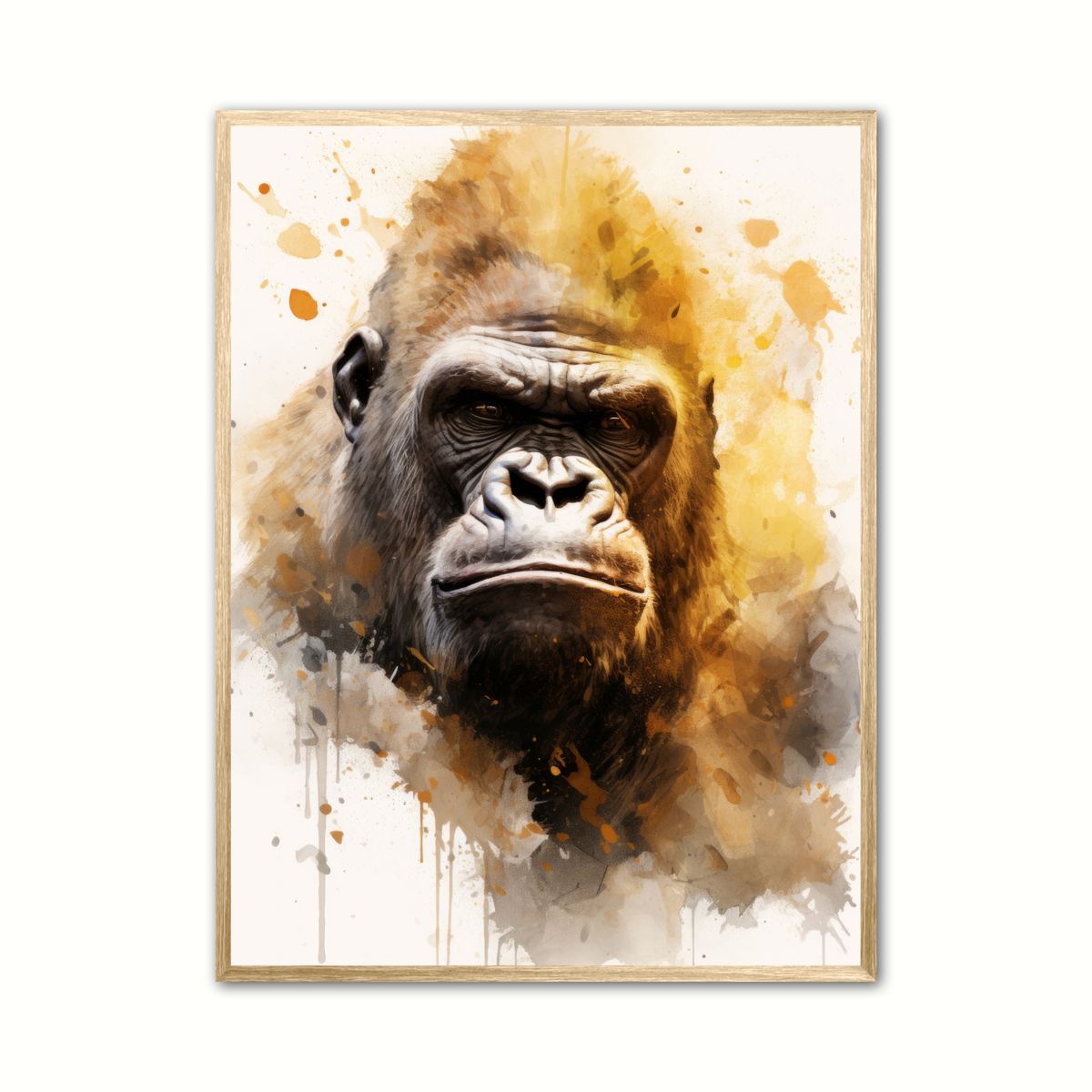 Plakat med Gorilla Plakat 11 - Vandfarve Effekt 21 x 29,7 cm (A4)