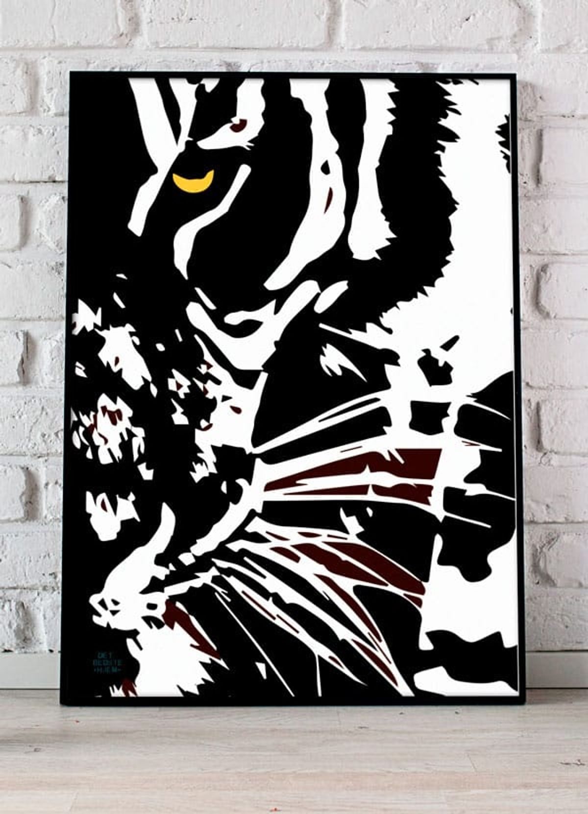 Plakat med gult tiger-øje - 21 x 29,7 (A4) Kr. 199,-