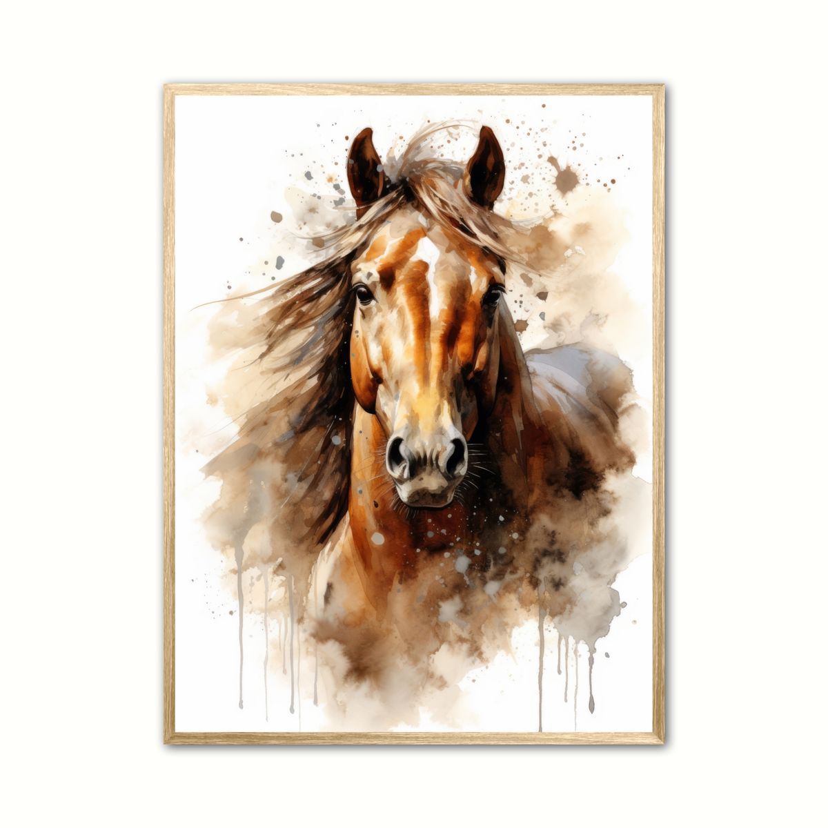 Plakat med Hest Plakat 1 - Vandfarve Effekt 21 x 29,7 cm (A4)