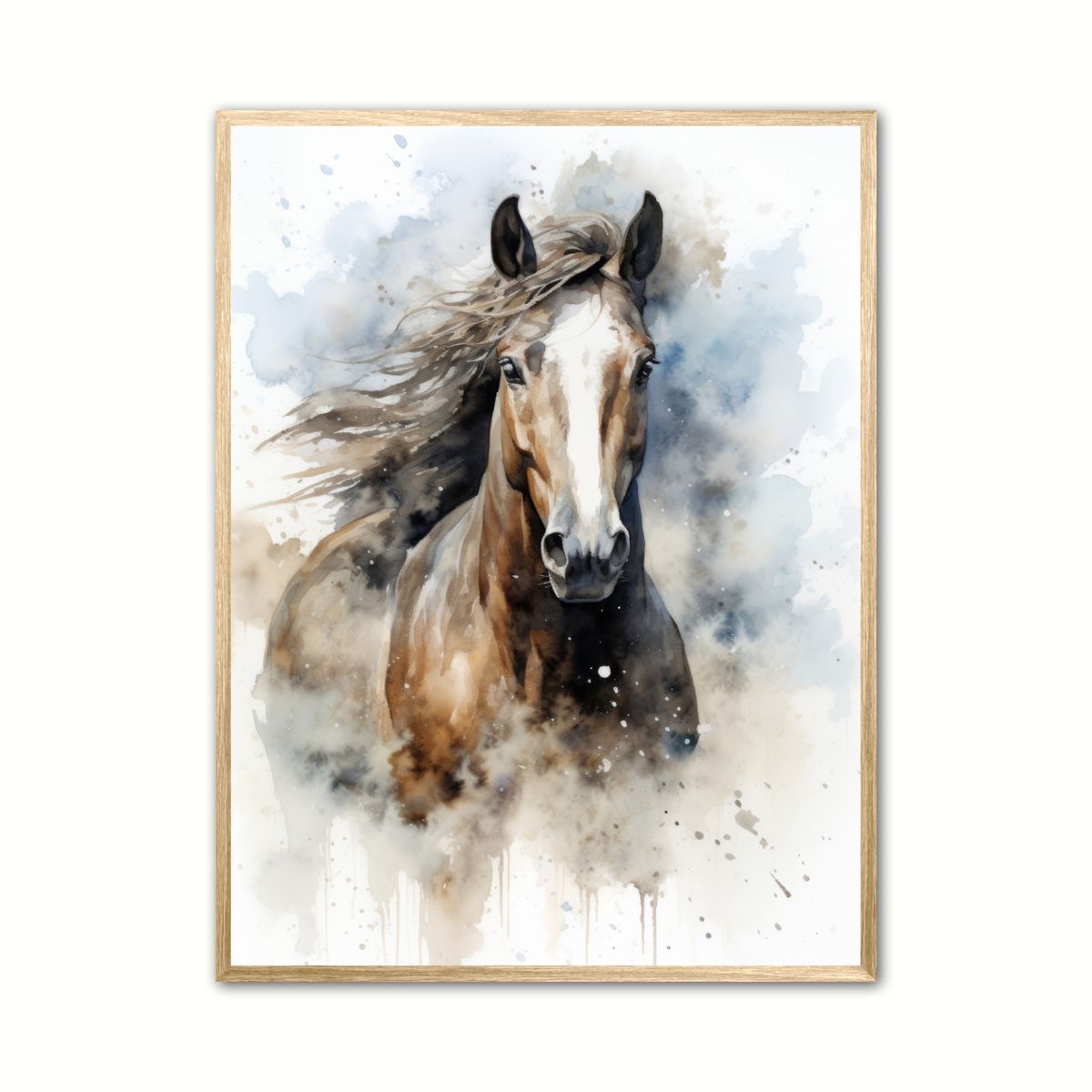 Plakat med Hest Plakat 2 - Vandfarve Effekt 21 x 29,7 cm (A4)